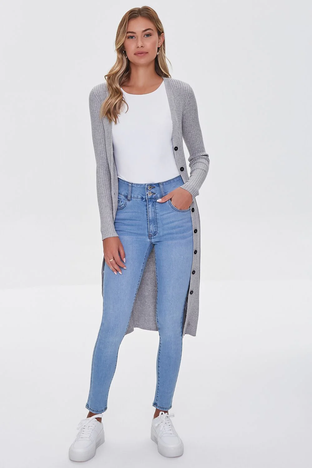 Ribbed Longline Cardigan Sweater - Image 4