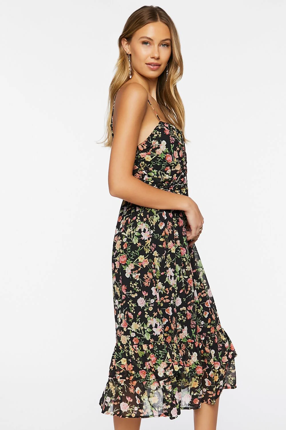 Floral Print Sweetheart Midi Dress - Image 2