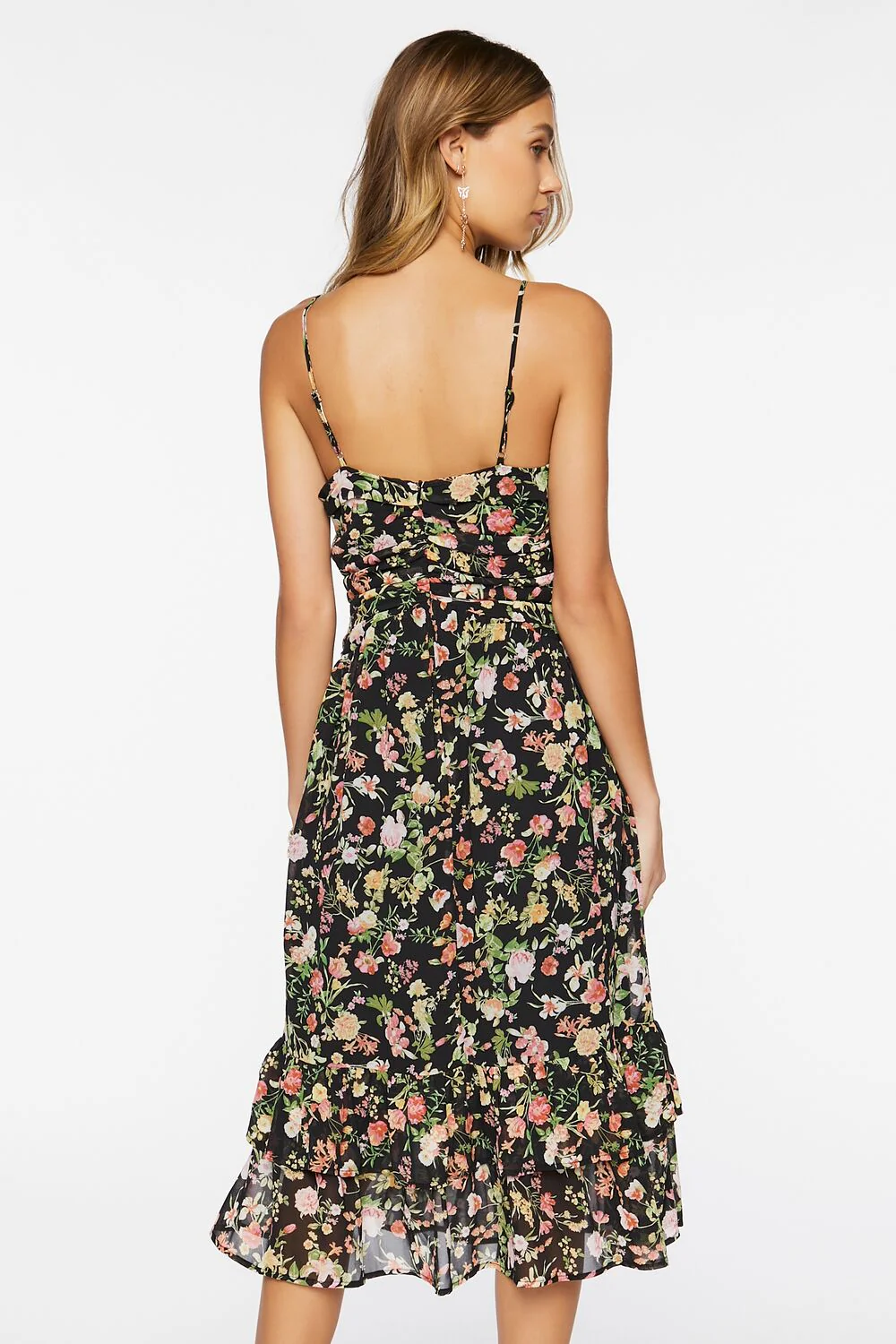 Floral Print Sweetheart Midi Dress - Image 3