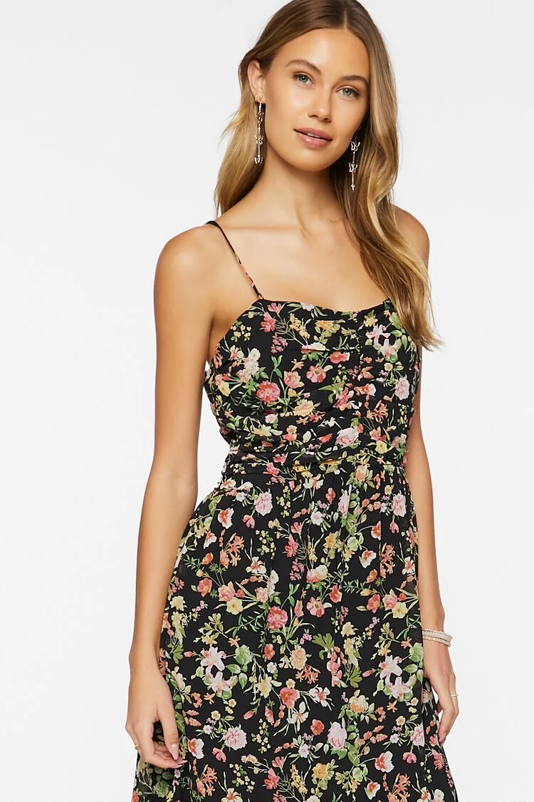 Floral Print Sweetheart Midi Dress - Image 5