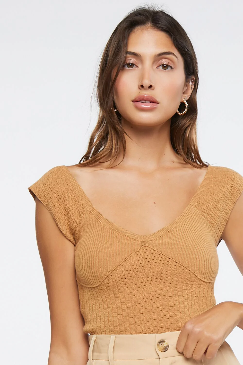 Sweater-Knit Cap Sleeve Top - Image 5
