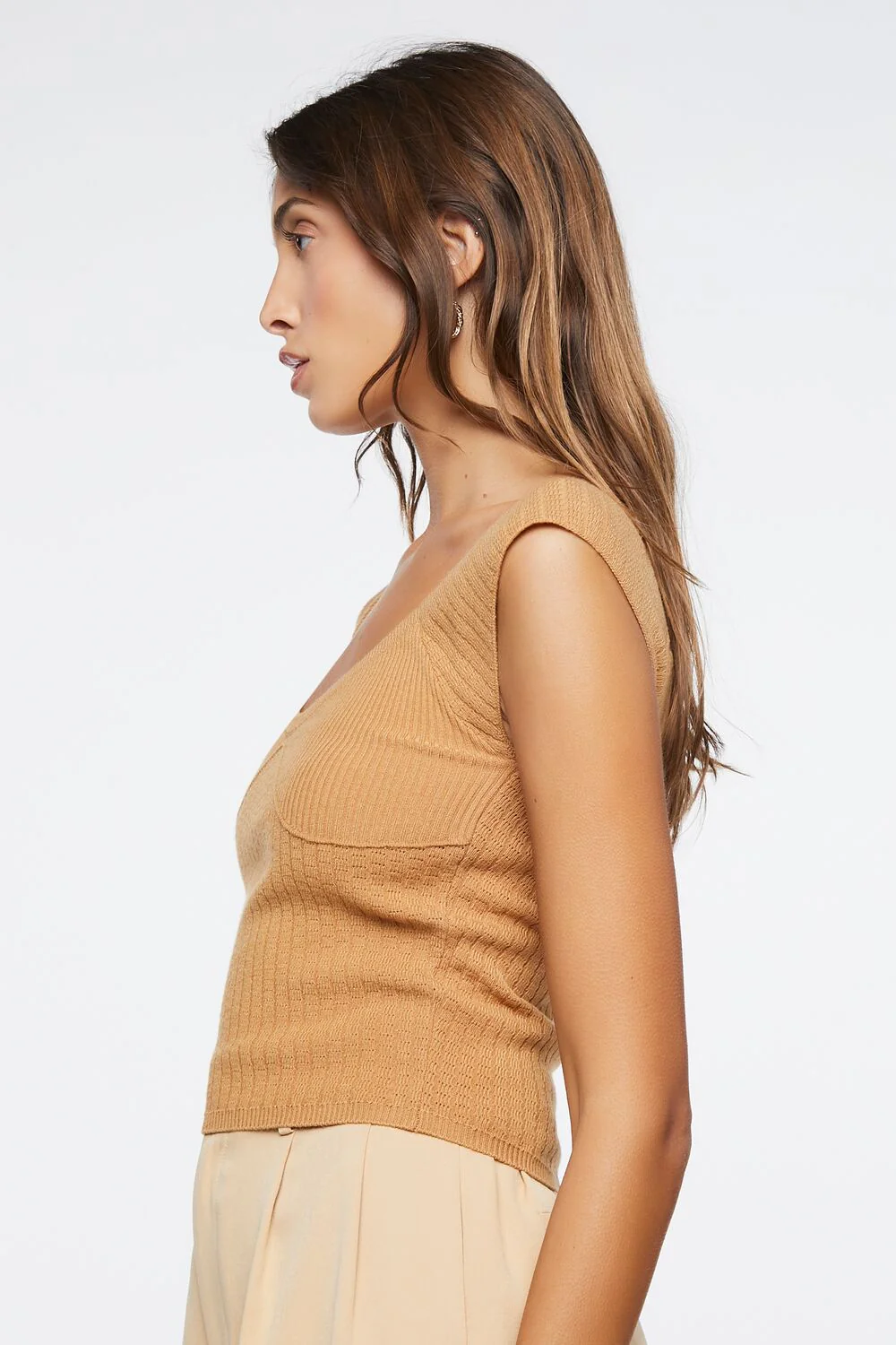 Sweater-Knit Cap Sleeve Top - Image 6