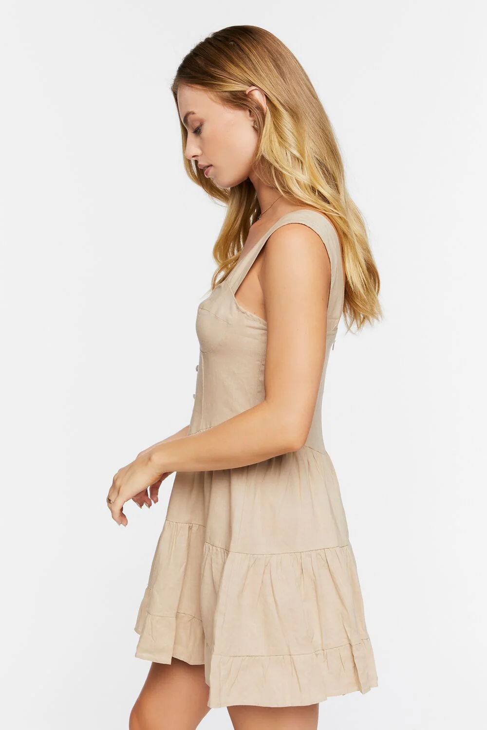Linen-Blend Tiered Mini Dress - Image 2