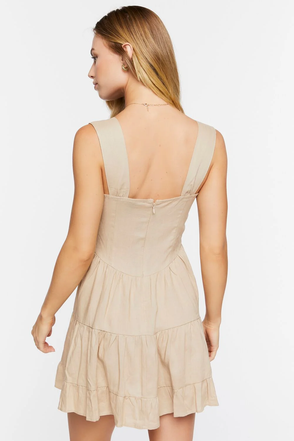 Linen-Blend Tiered Mini Dress - Image 3