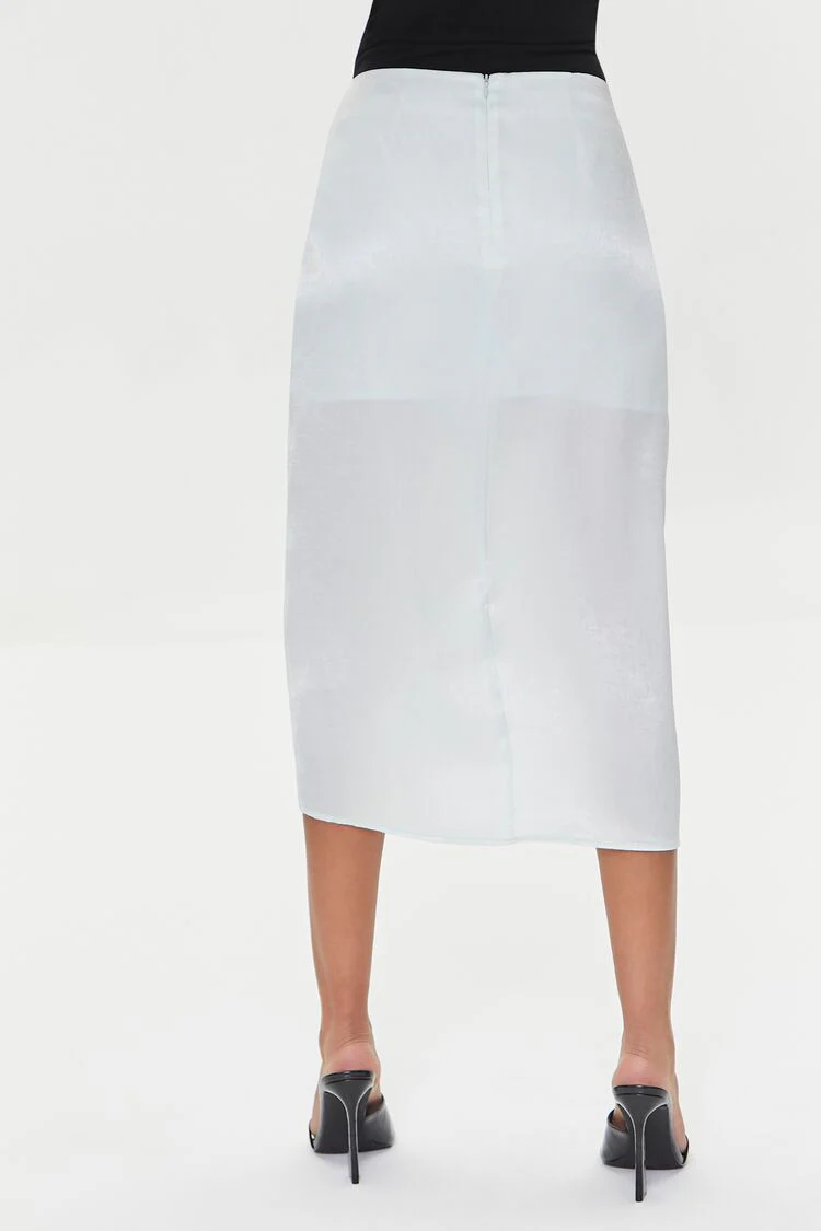 Satin Ruched Drawstring Skirt - Image 4