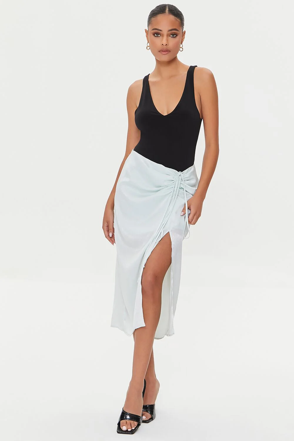 Satin Ruched Drawstring Skirt - Image 5