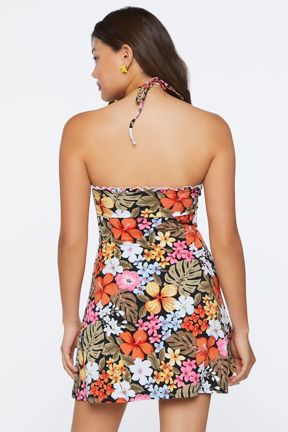 Floral Print Halter Mini Dress - Image 3