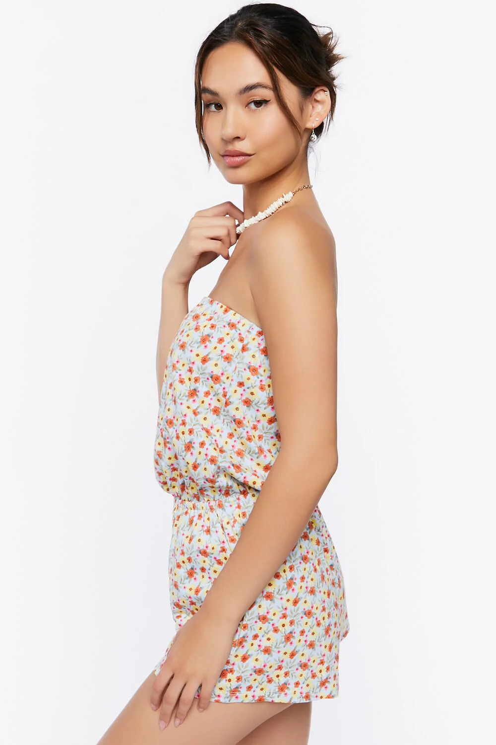 Ditsy Floral Print Strapless Romper - Image 2