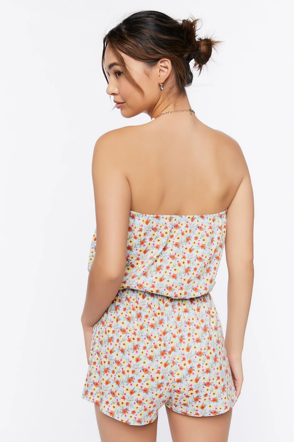 Ditsy Floral Print Strapless Romper - Image 3