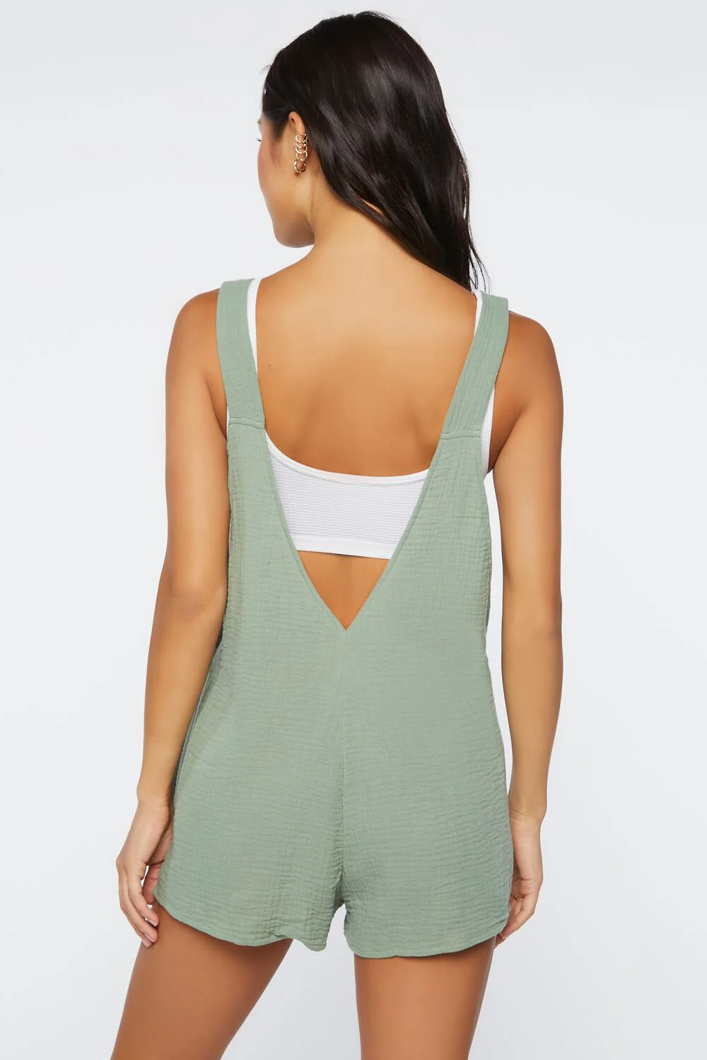 Gauze Plunge-Back Lounge Romper - Image 3