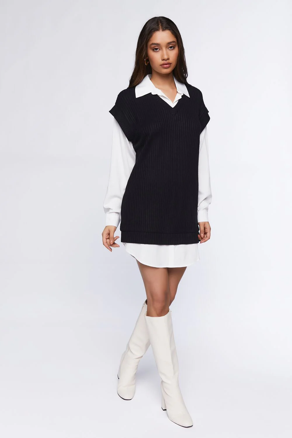 Sweater Vest & Shirt Combo Dress - Image 4