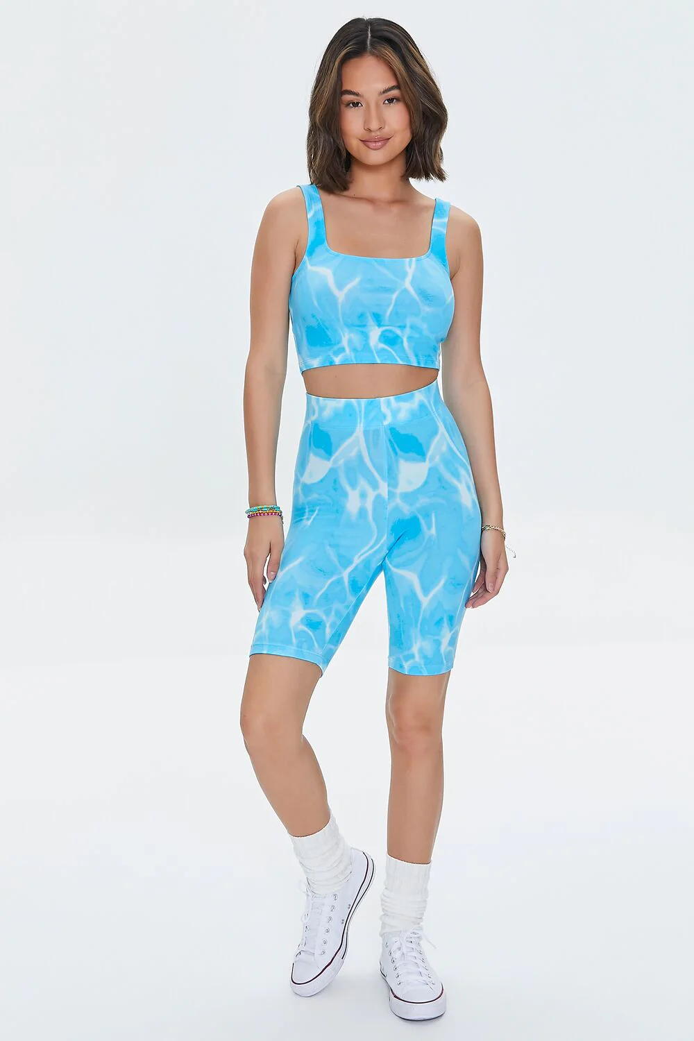 Marble Print Biker Shorts - Image 5