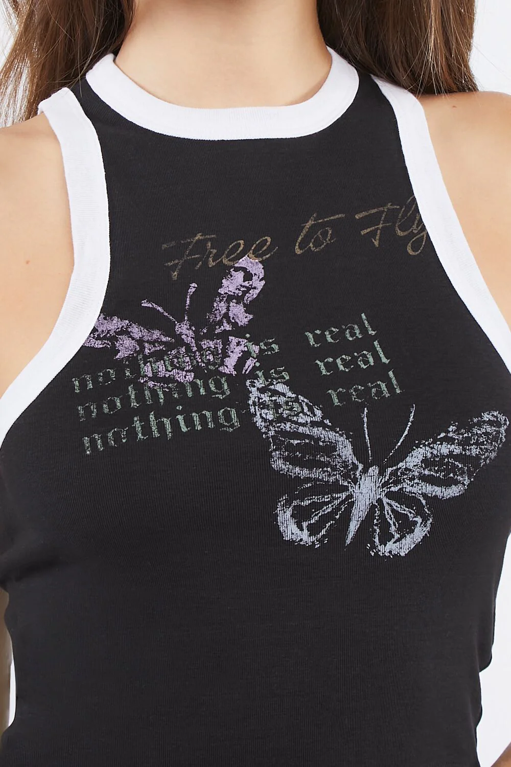 Butterfly Graphic Cropped Tank Top - Image 5