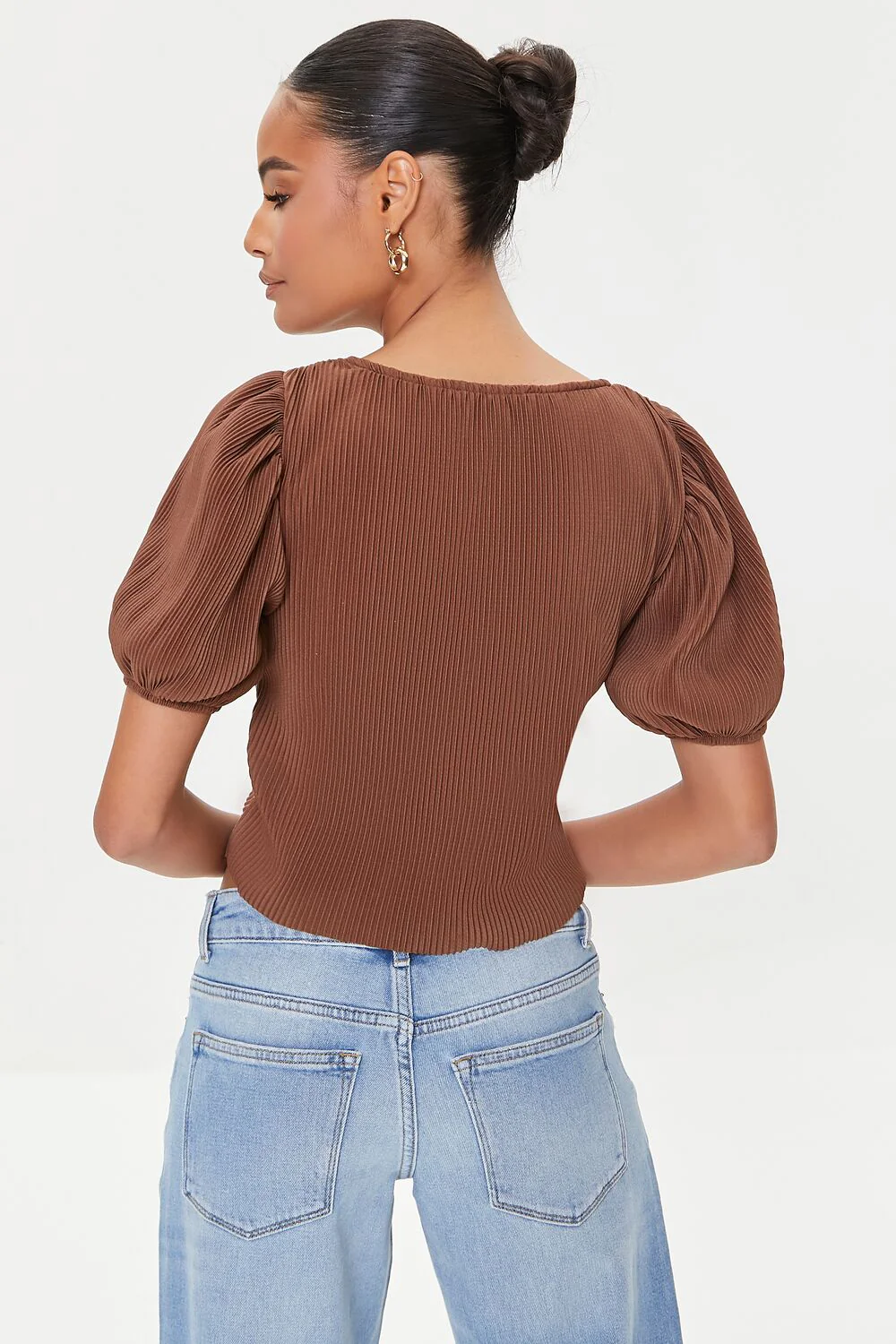 Peasant-Sleeve Crop Top - Image 4