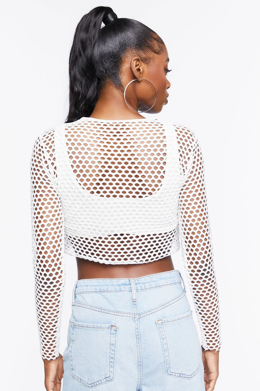 Sheer Mesh Netted Crop Top - Image 3