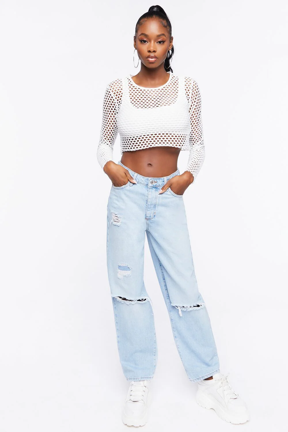 Sheer Mesh Netted Crop Top - Image 4