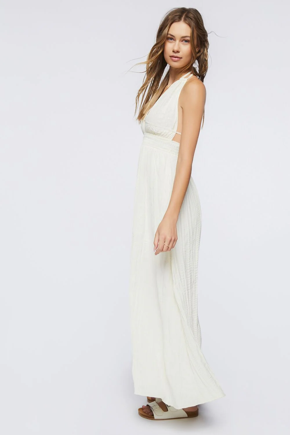 Gauze Plunging Halter Maxi Dress - Image 5