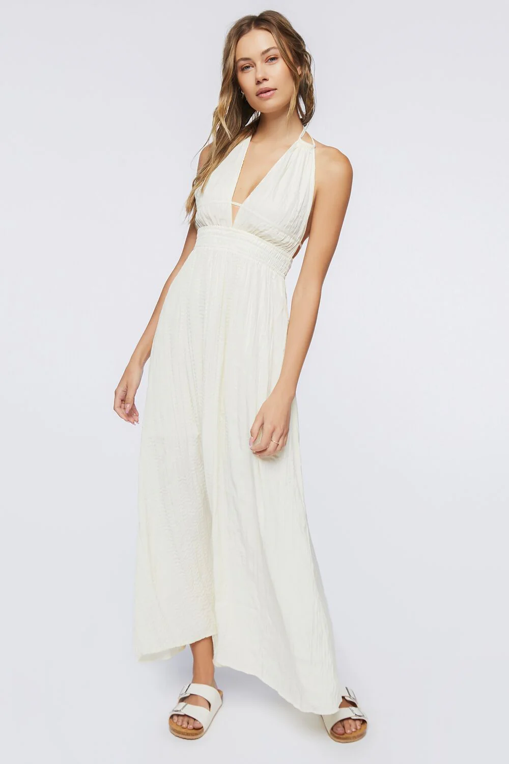 Gauze Plunging Halter Maxi Dress - Image 6