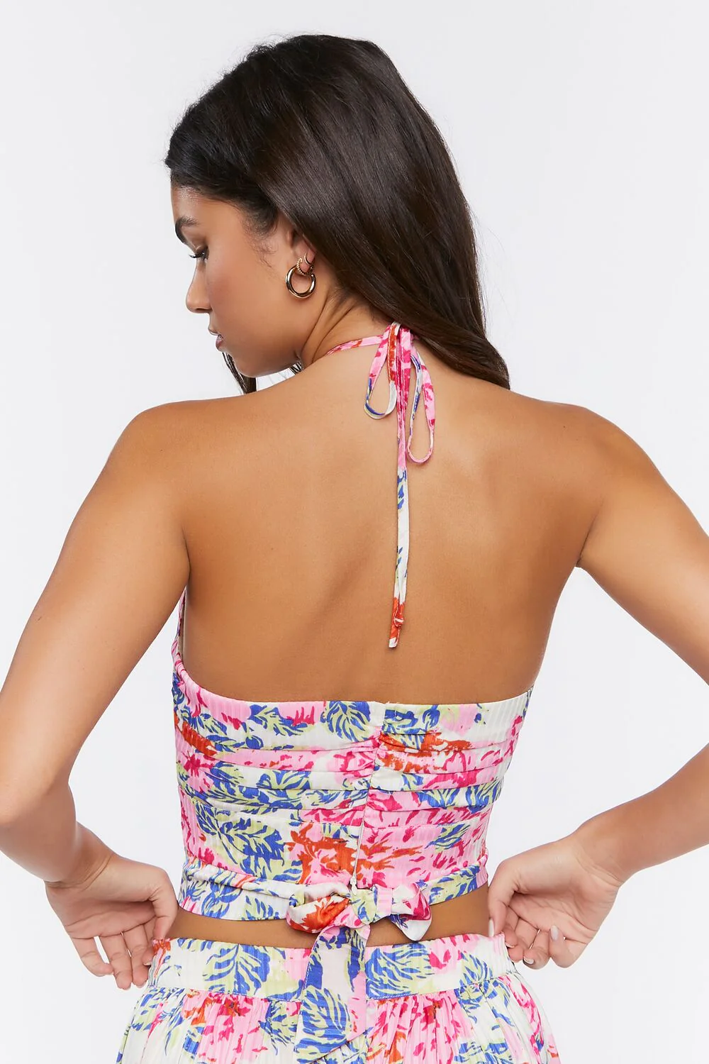 Floral Print Halter Crop Top - Image 3