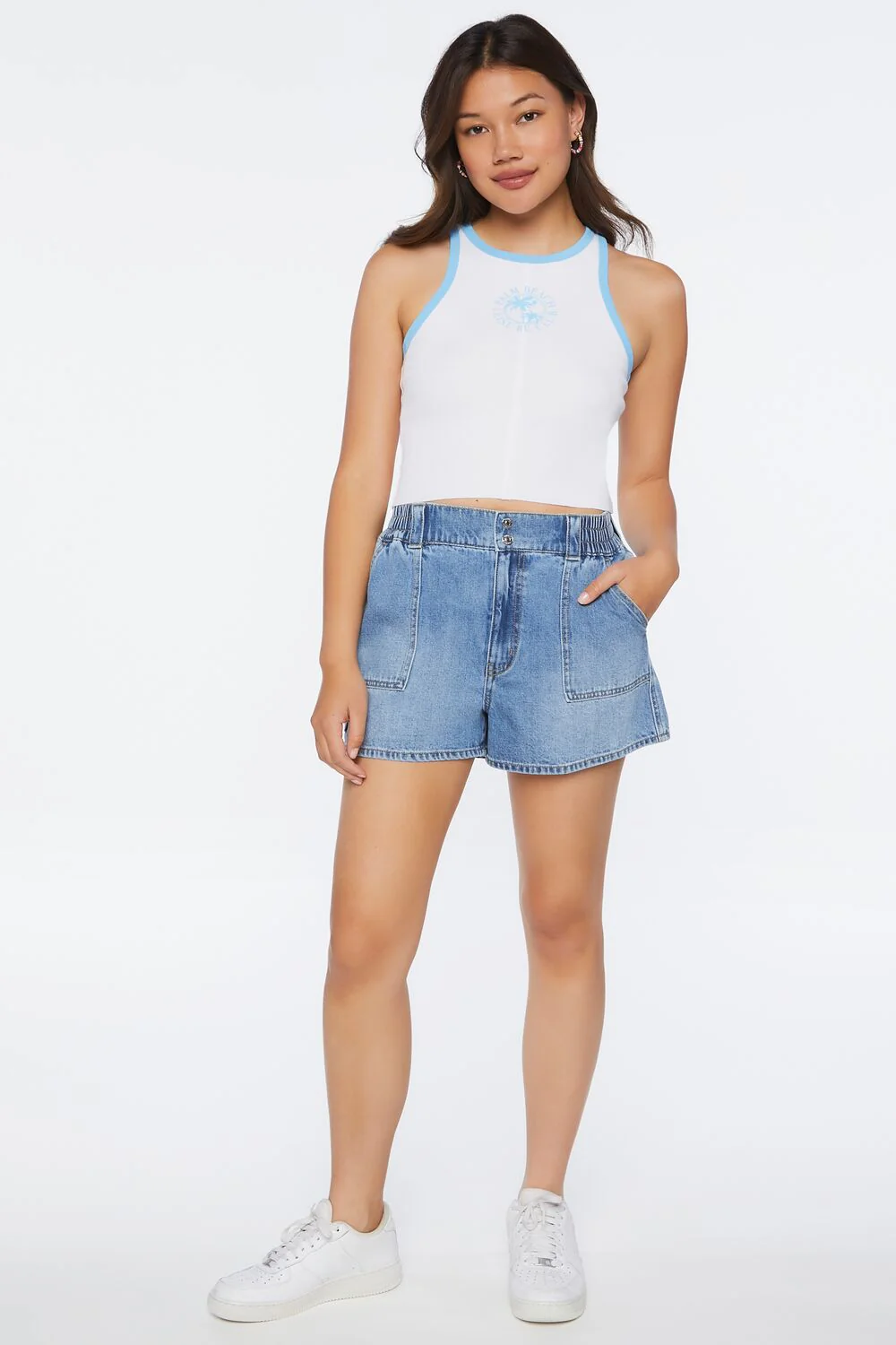 Palm Beach Club Graphic Ringer Crop Top - Image 4