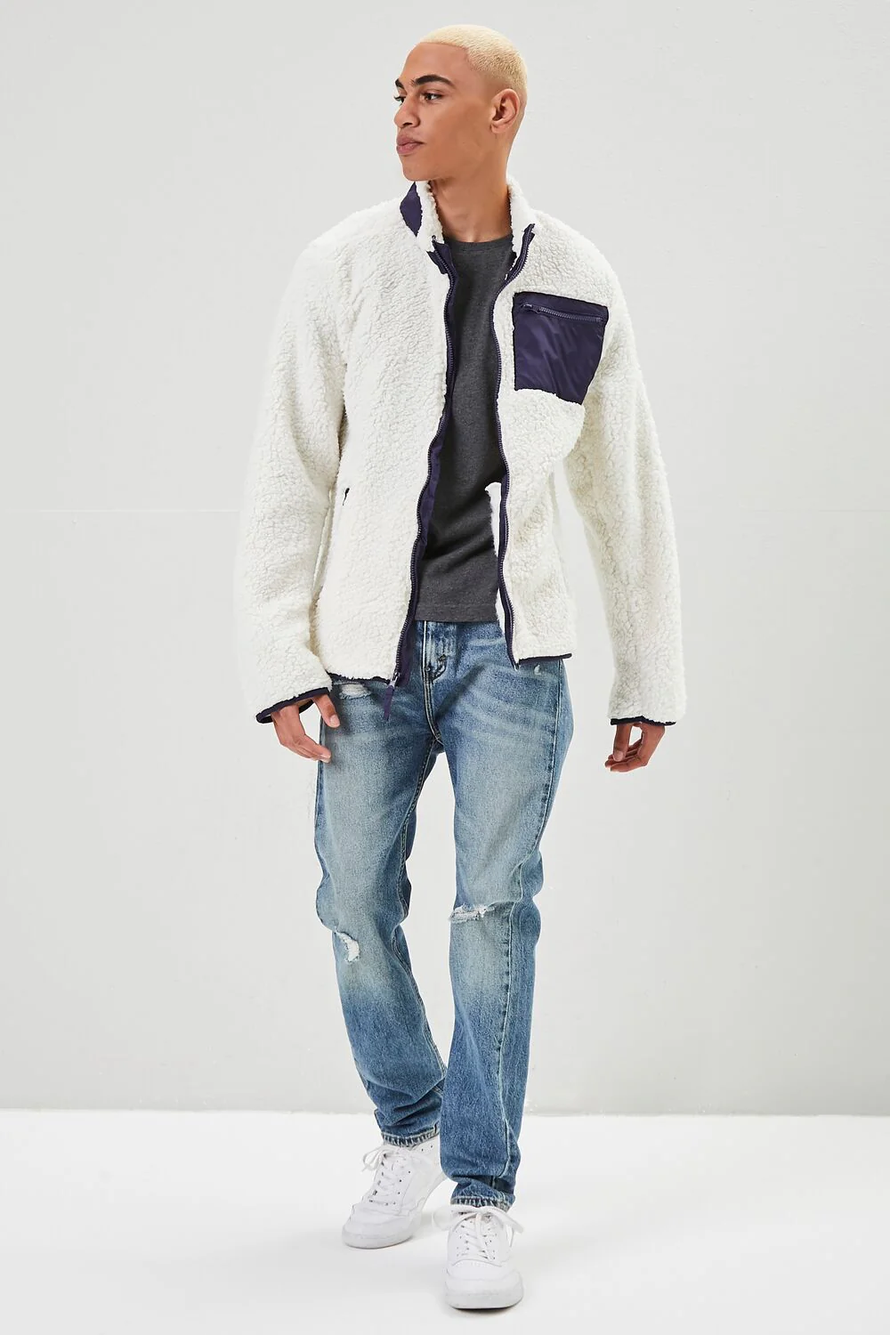 Faux Shearling Zip-Up Jacket - Image 4