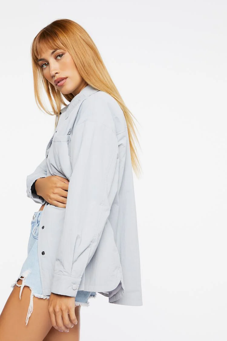 Dolphin-Hem Buttoned Shacket - Image 2