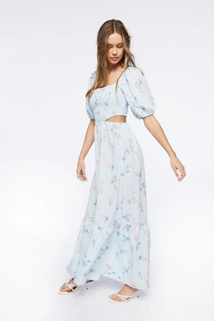 Floral Print Cutout Maxi Dress - Image 2