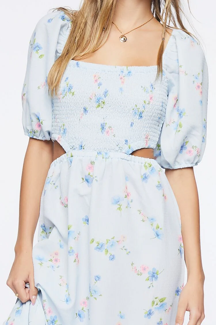 Floral Print Cutout Maxi Dress - Image 5