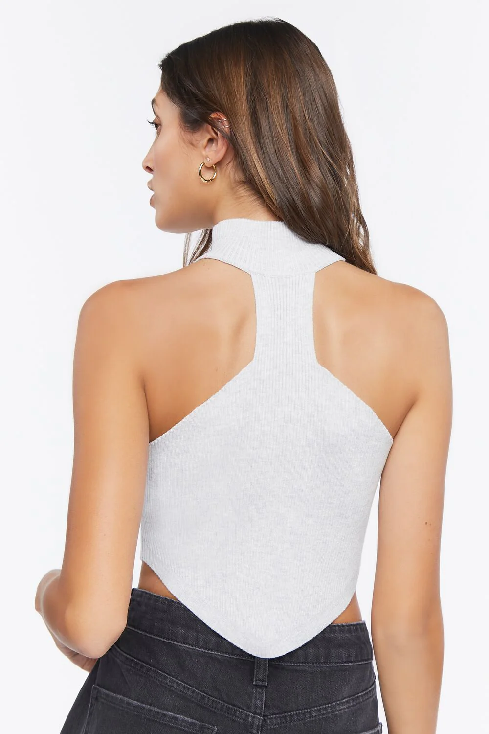 Sweater-Knit Mock Neck Crop Top - Image 3