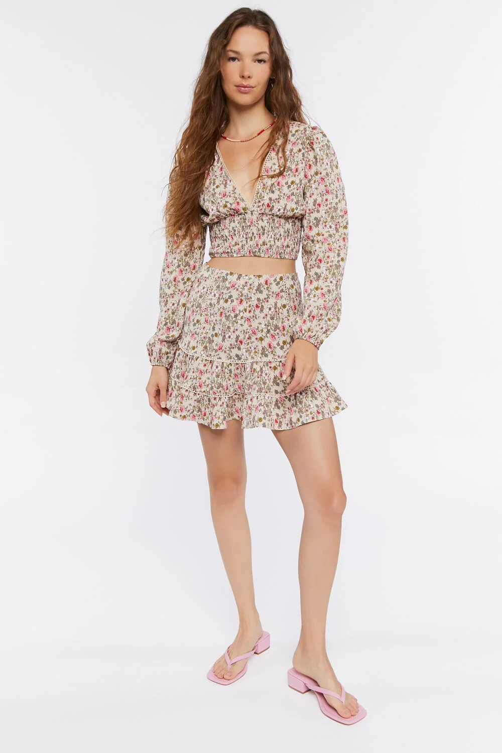 Floral Print Crop Top & Mini Skirt Set - Image 4