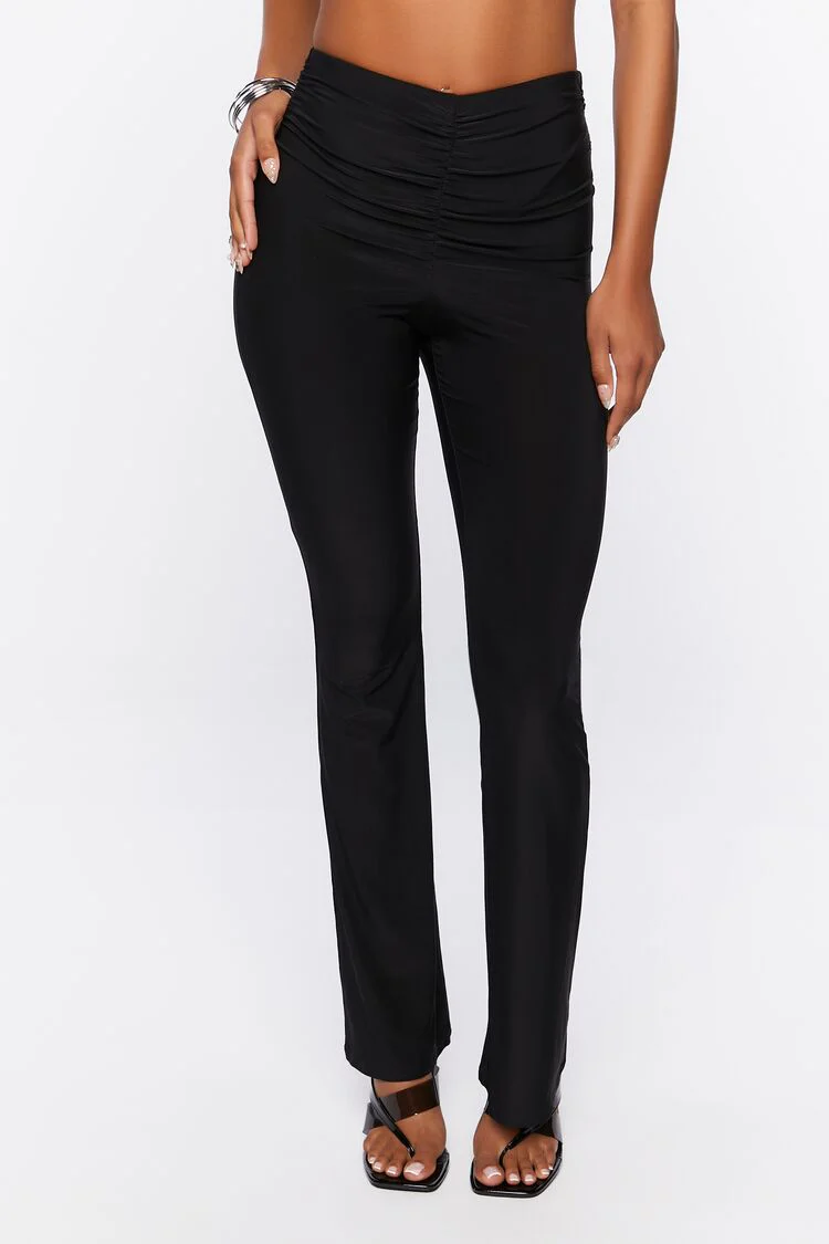 Ruched Mid-Rise Flare Pants - Image 2