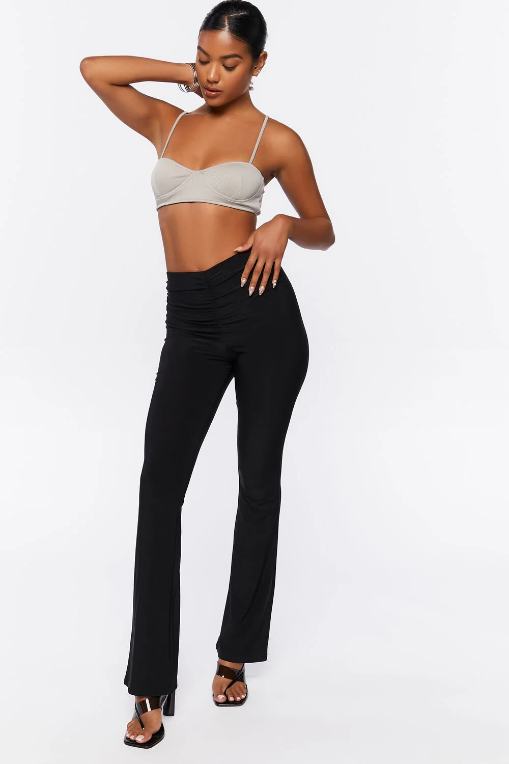 Ruched Mid-Rise Flare Pants - Image 5