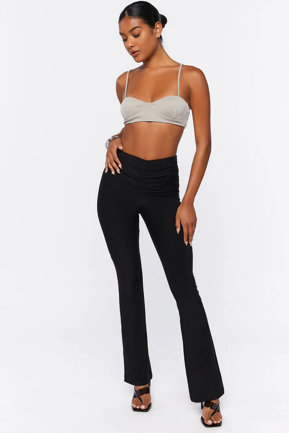 Ruched Mid-Rise Flare Pants - Image 6