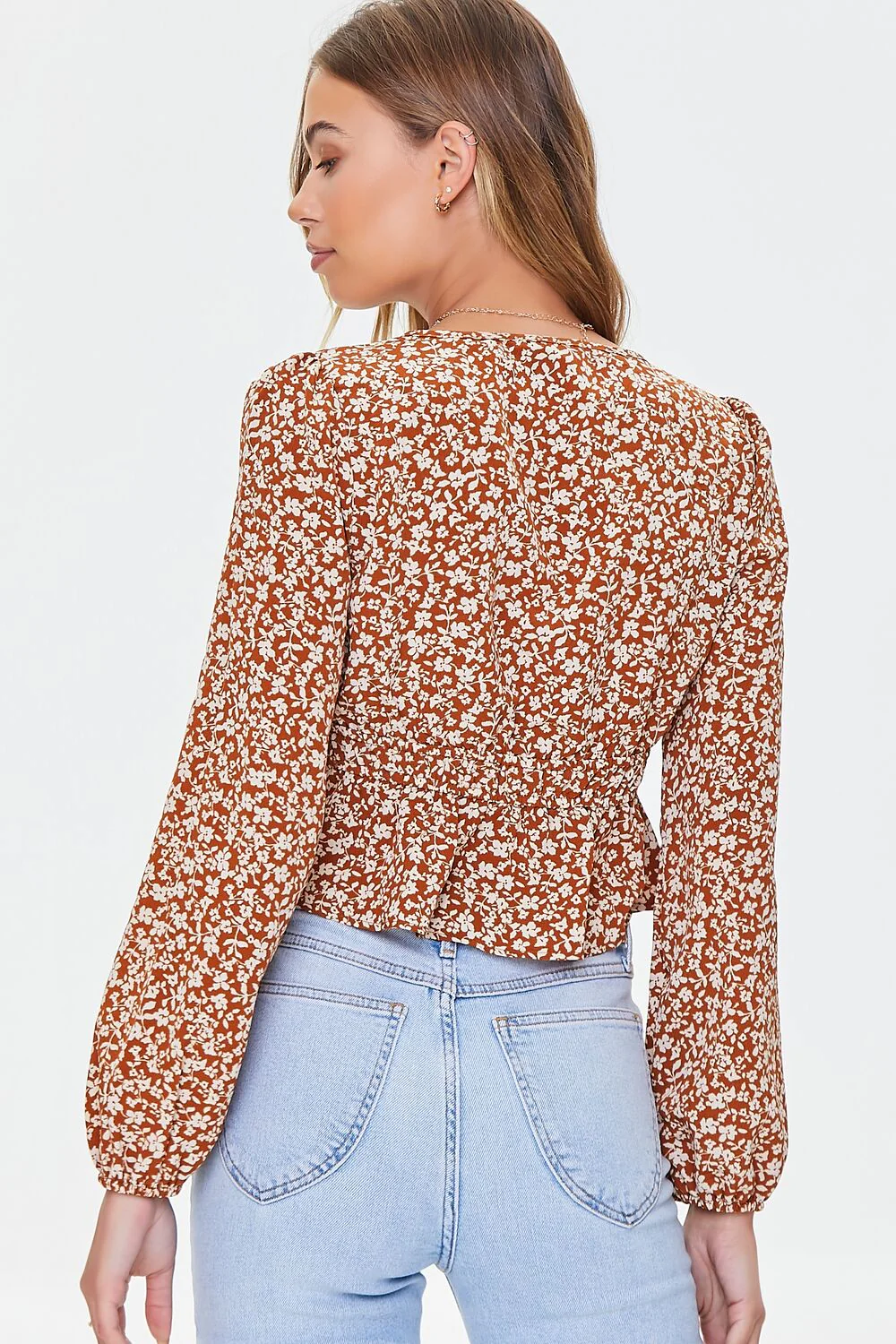 Ditsy Floral Print Flounce Top - Image 8