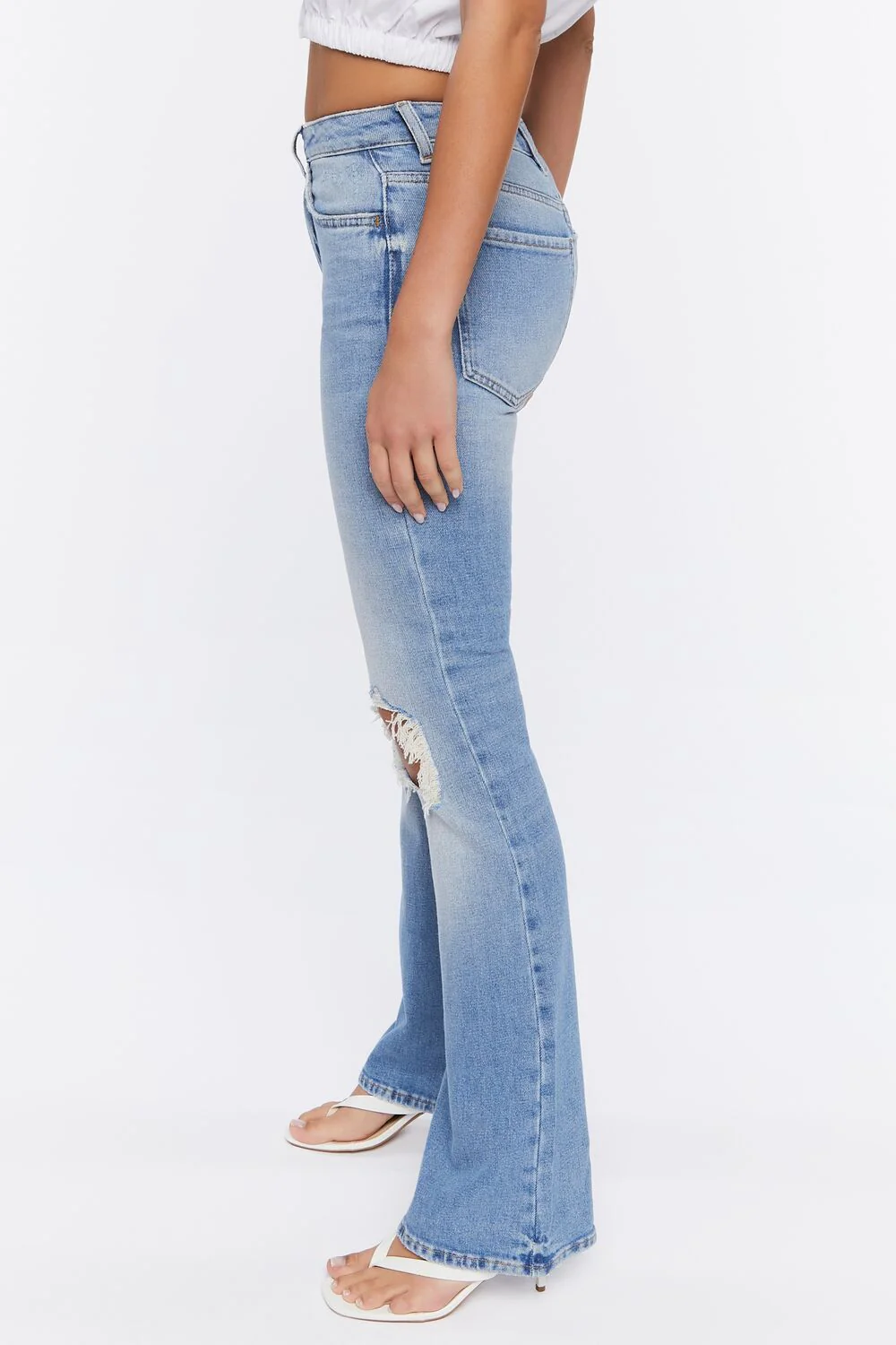 Hemp 10% Distressed Flare Jeans - Image 2