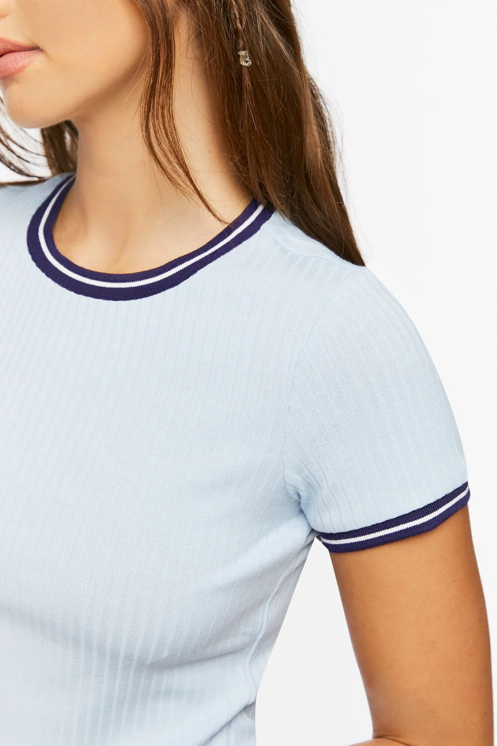 Ribbed Varsity-Striped Ringer Tee - Image 5
