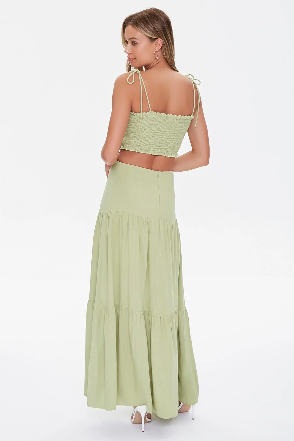 Smocked Cropped Cami & Tiered Skirt Set - Image 3