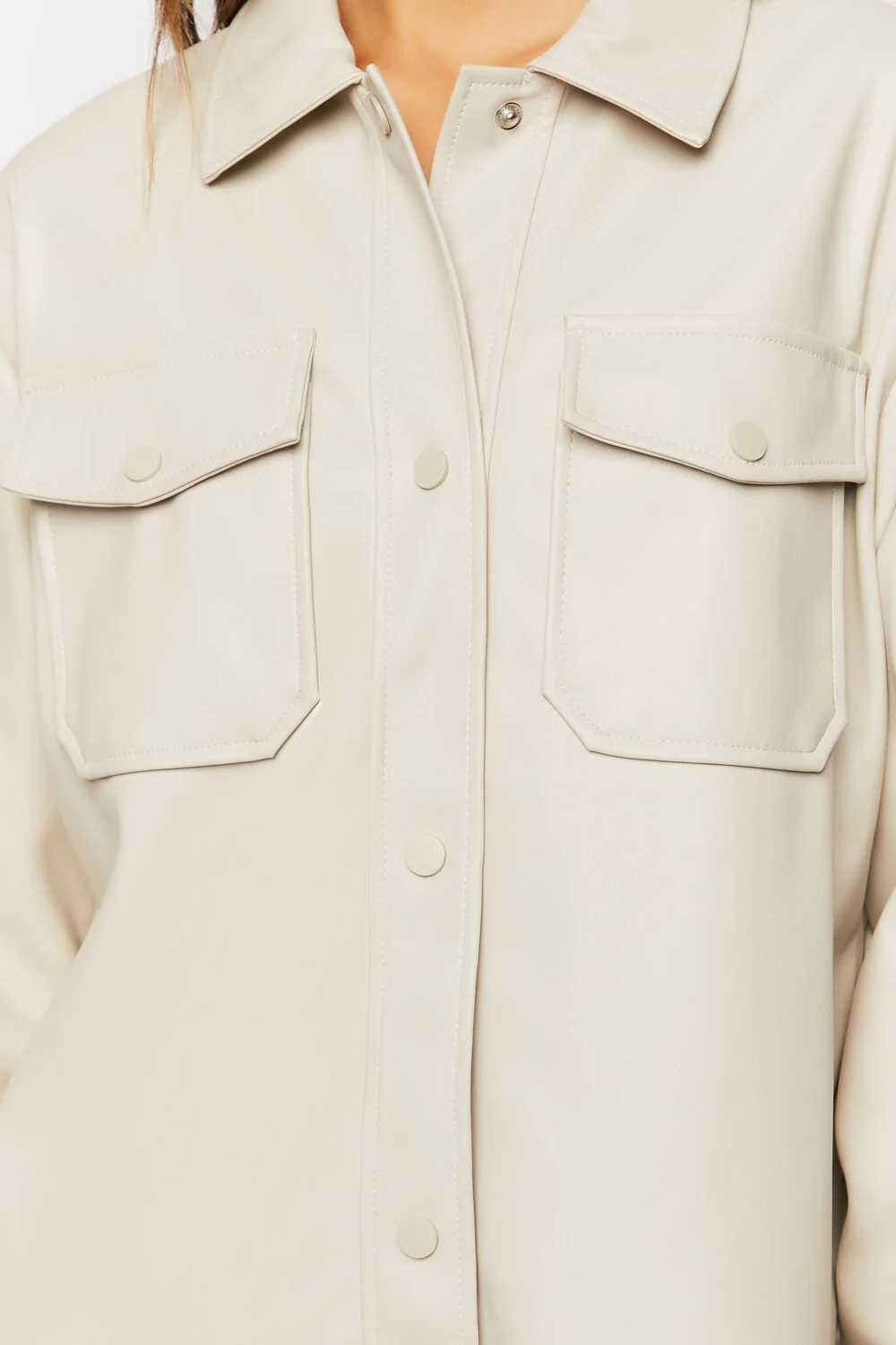 Faux Leather Dolphin-Hem Shacket - Image 10