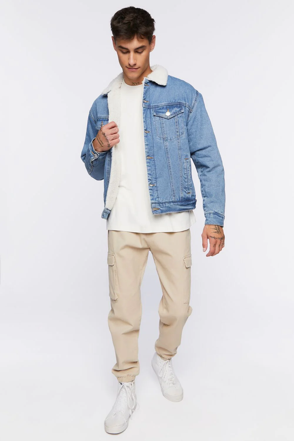 Denim Faux Shearling Jacket - Image 4