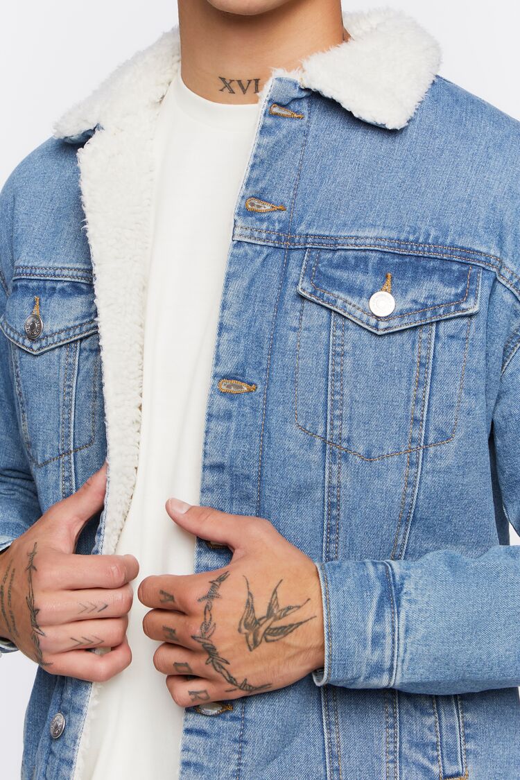Denim Faux Shearling Jacket - Image 5