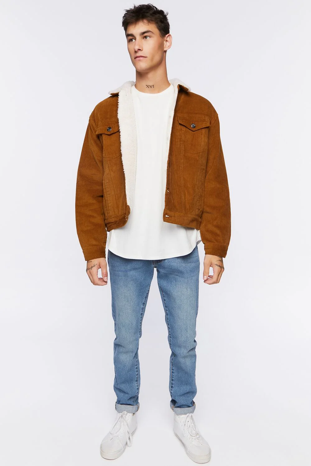 Corduroy Faux Shearling Trucker Jacket - Image 4