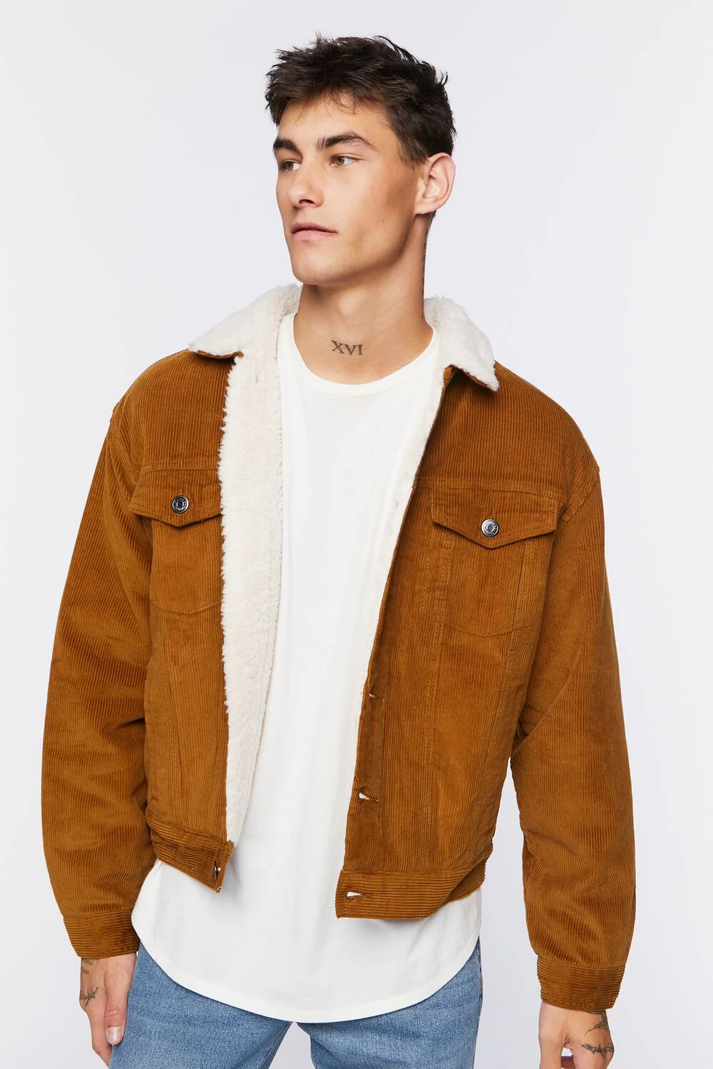 Corduroy Faux Shearling Trucker Jacket - Image 6