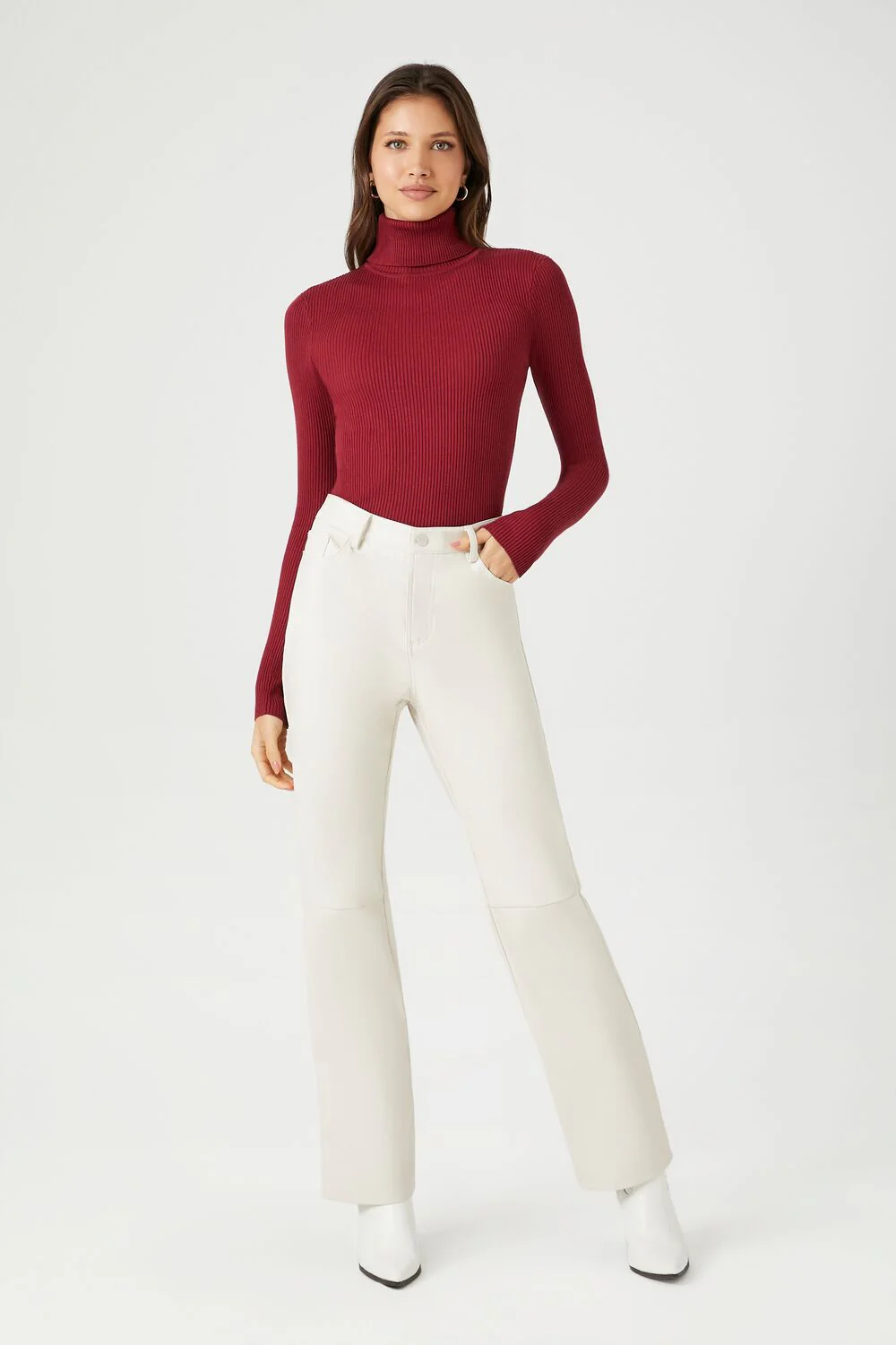 Ribbed Turtleneck Sweater-Knit Top - Image 91