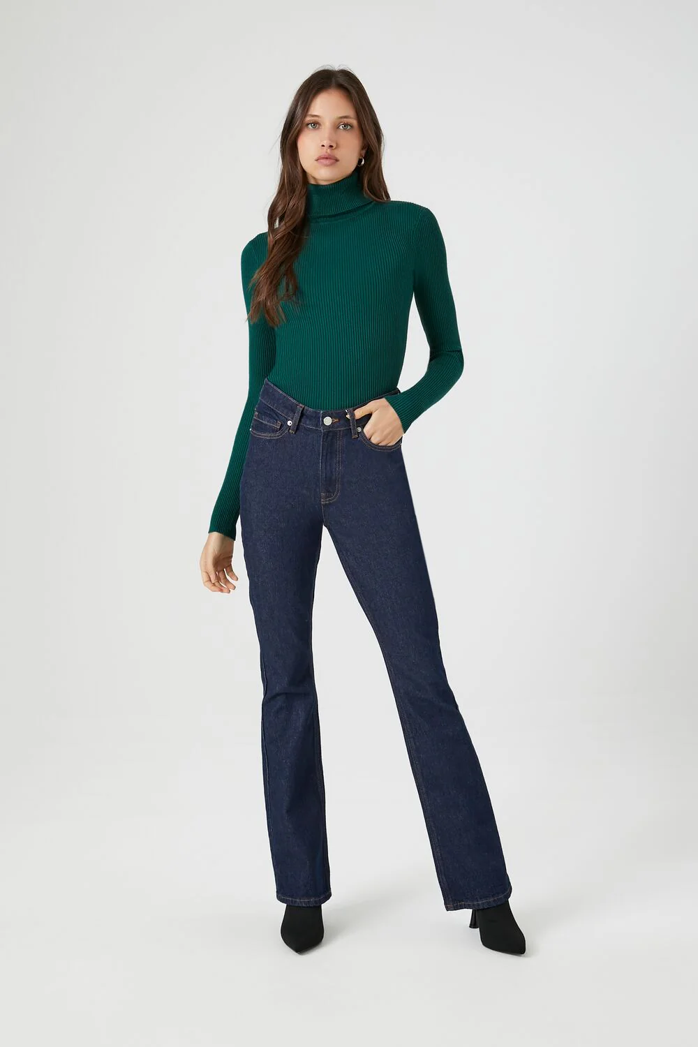 Ribbed Turtleneck Sweater-Knit Top - Image 96