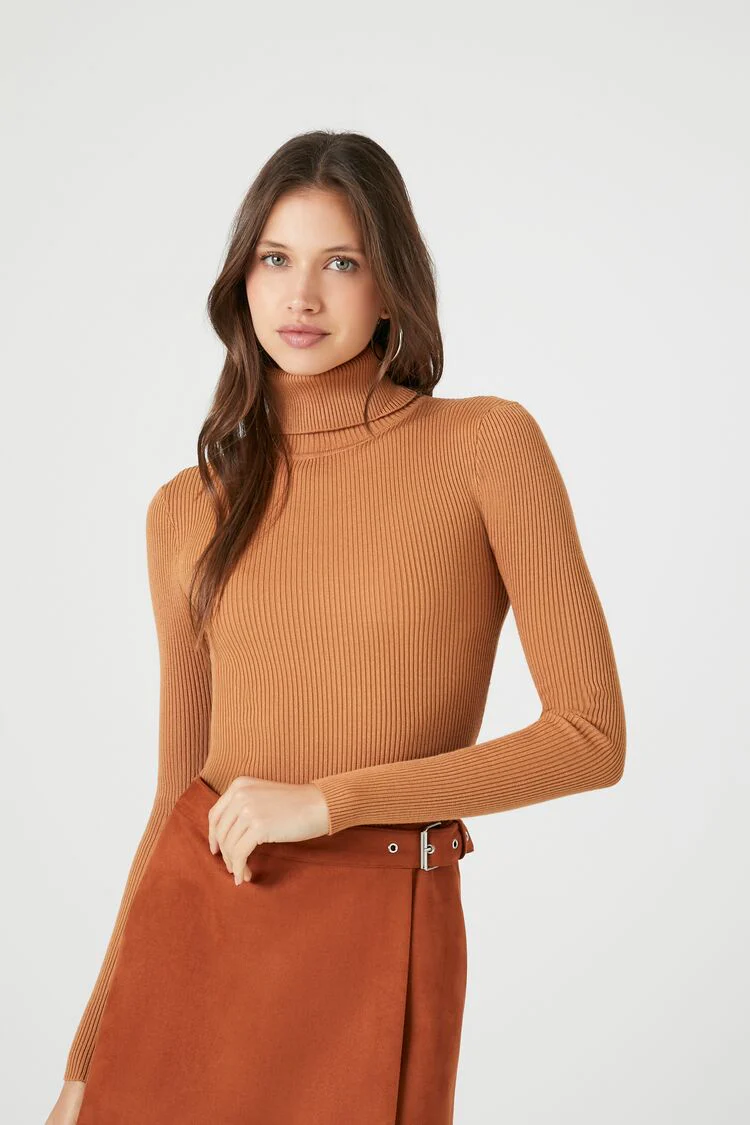 Ribbed Turtleneck Sweater-Knit Top - Image 98