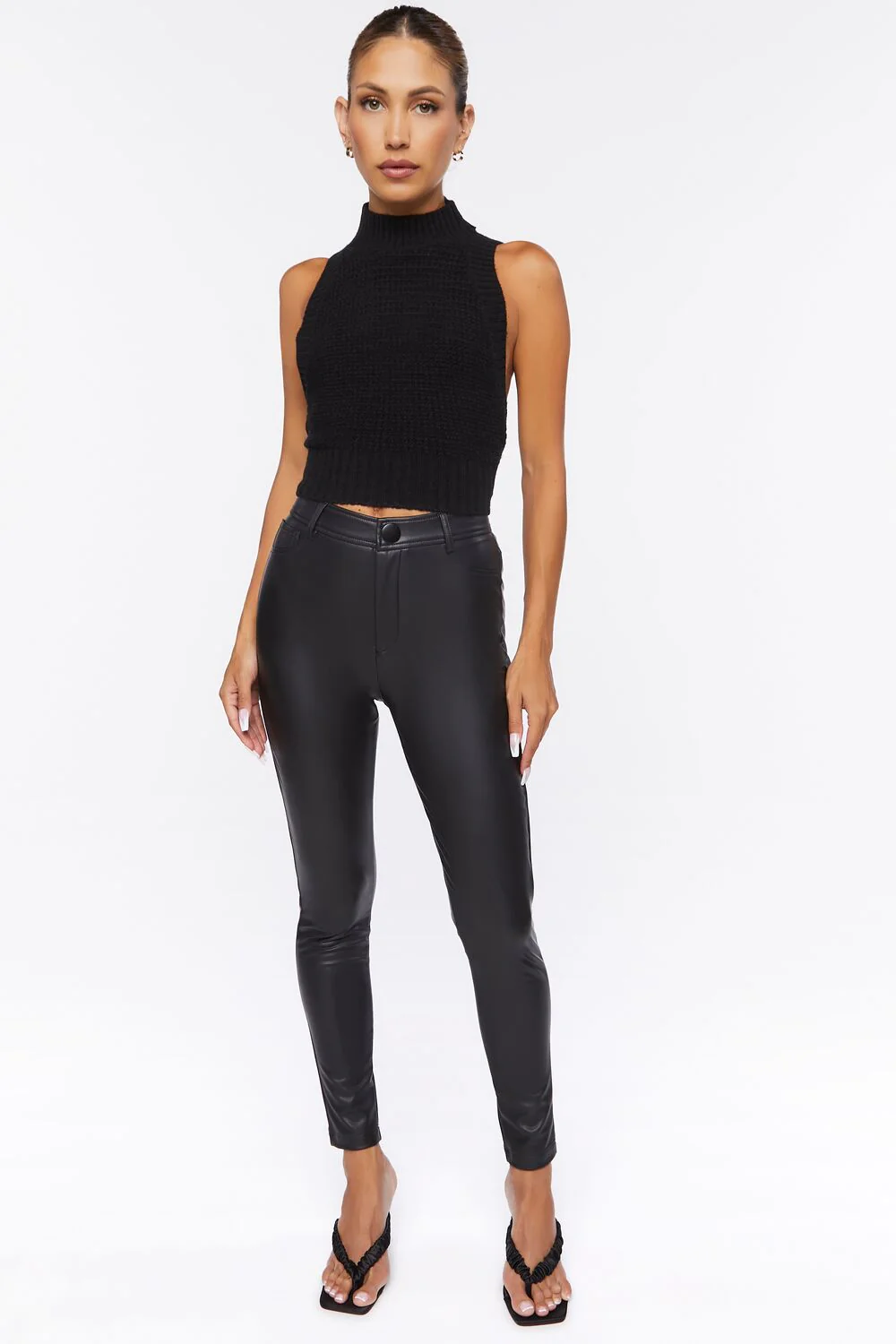 Sweater-Knit Mock Neck Top - Image 4