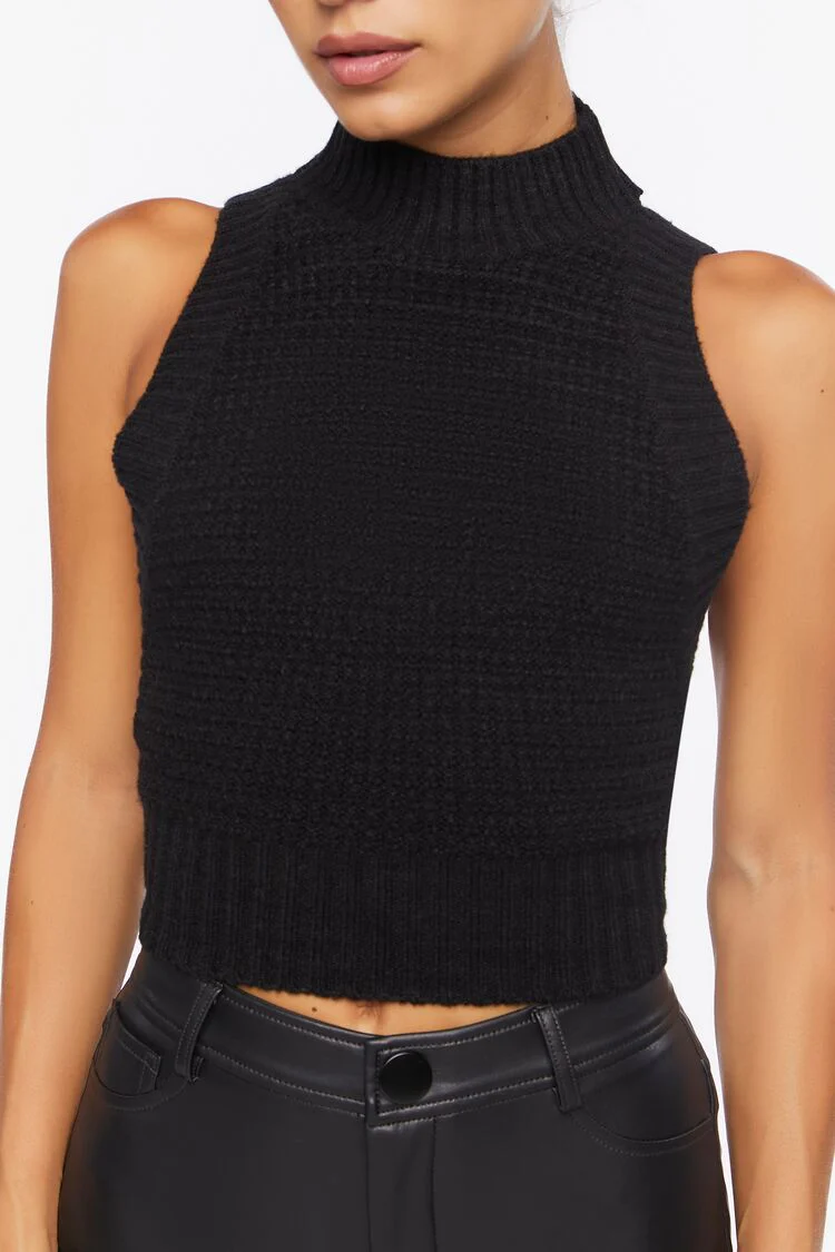 Sweater-Knit Mock Neck Top - Image 5