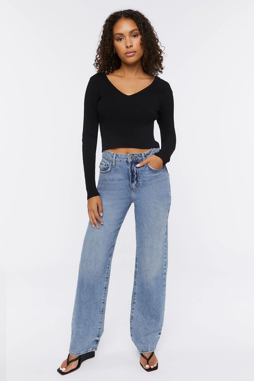 Ribbed Cropped Fitted Sweater - Image 4
