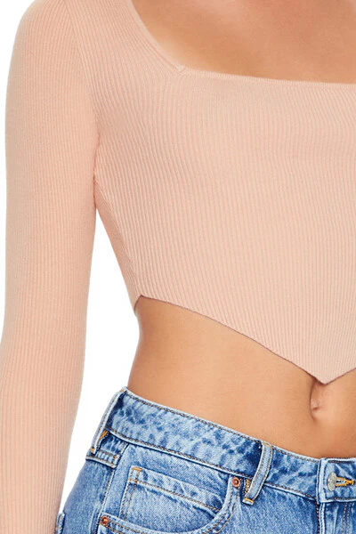 Cropped Rib-Knit Sweater - Image 3
