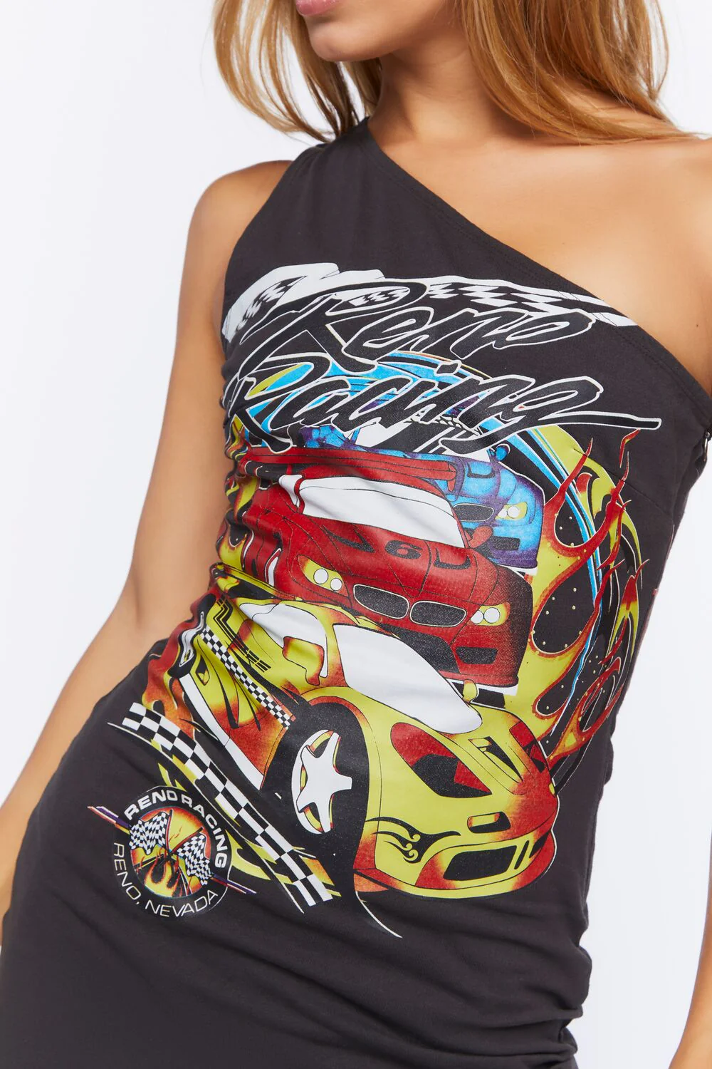 One-Shoulder Graphic T-Shirt Dress - Image 5